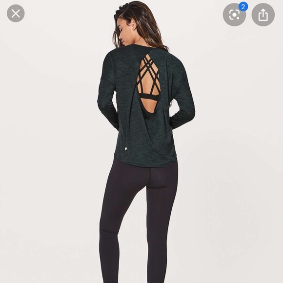 lululemon athletica Tops - Lululemon Get Set Long Sleeve Open Back - Emerald